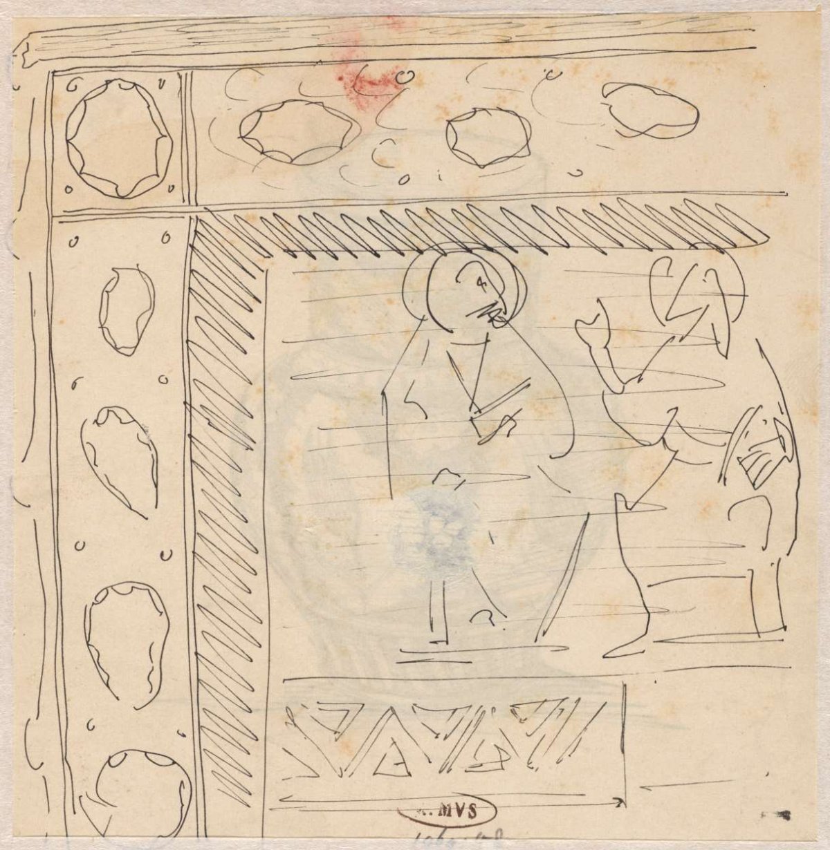 Part of an ornament with seated saints, Theo Nieuwenhuis, 1876 - 1951