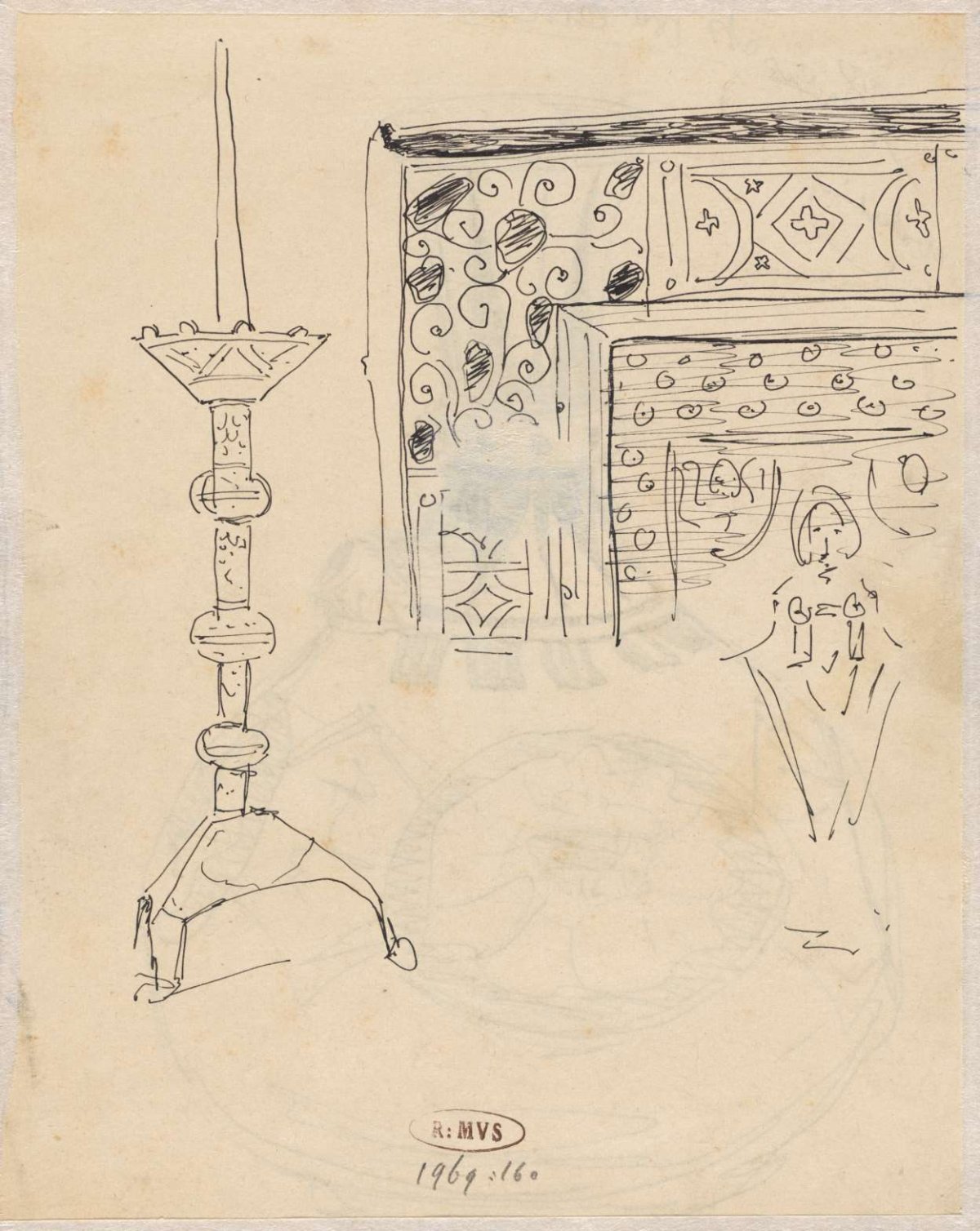 Gothic candelabra and other objects, Theo Nieuwenhuis, 1876 - 1951