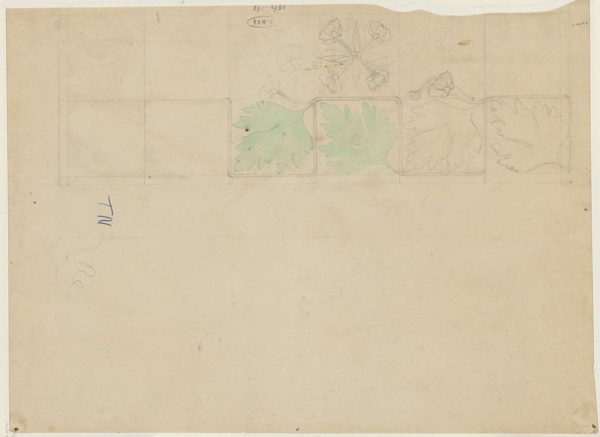 Ornament with leaves and flowers, Theo Nieuwenhuis, 1876 - 1951