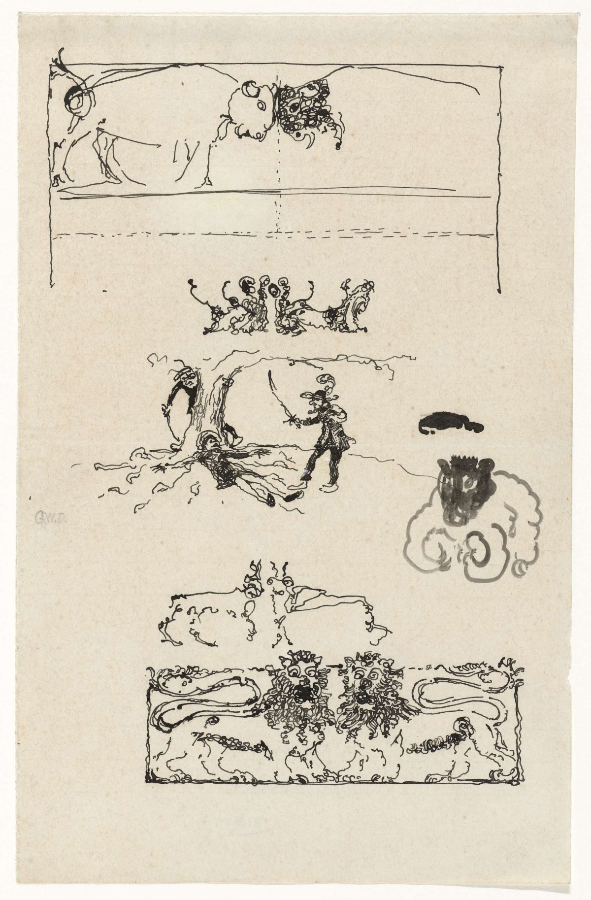 Designs for illustrations, Gerrit Willem Dijsselhof, 1876 - 1924