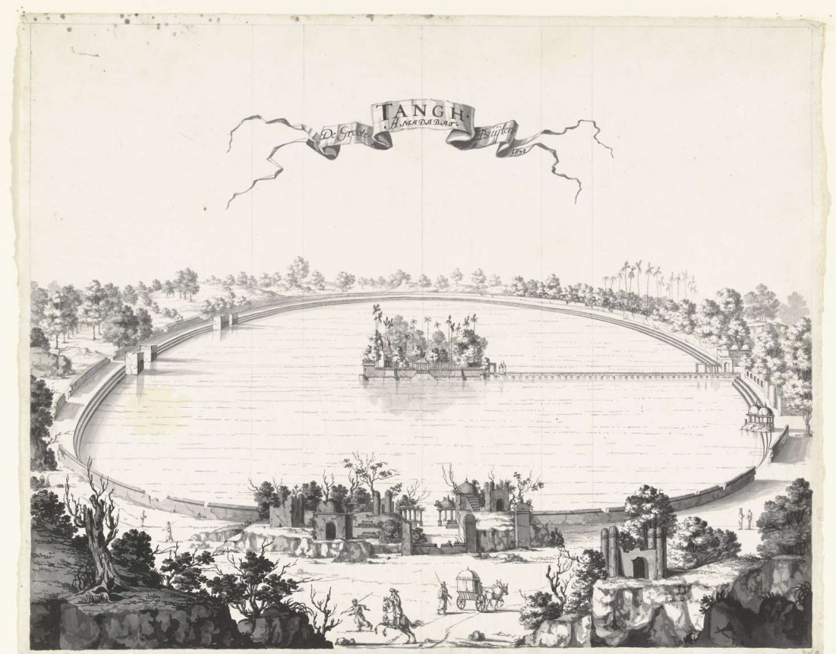 View of a pond near Ahmadabad, anonymous, 1678
