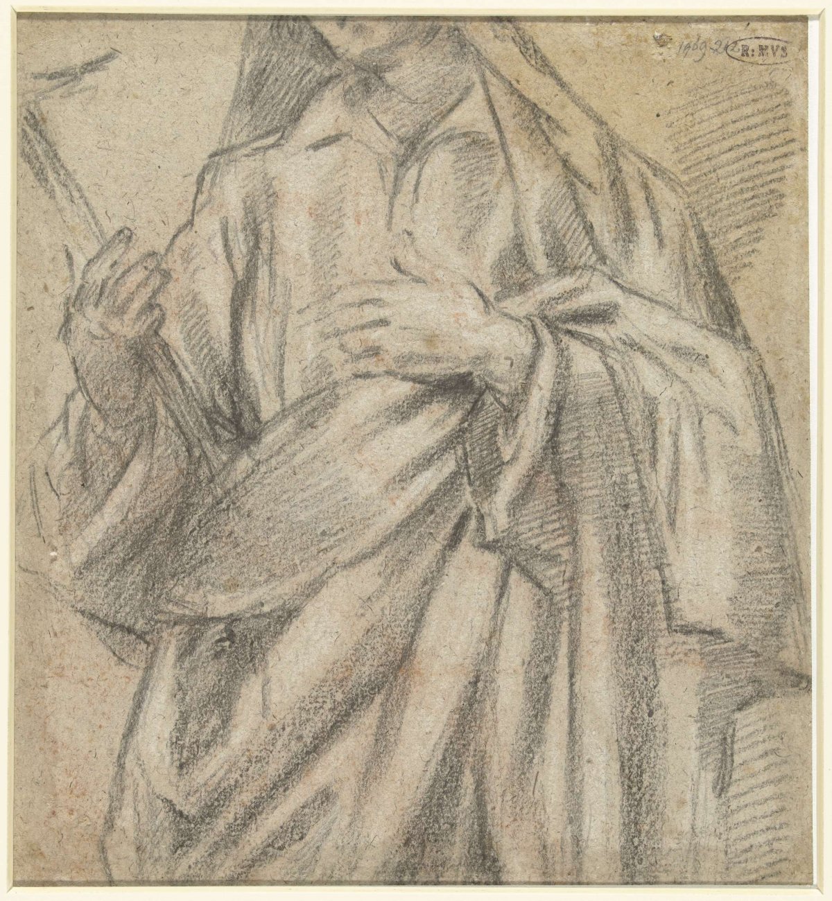 Fragment of a standing male figure with crucifix, Cristofano Allori, 1616 - 1621