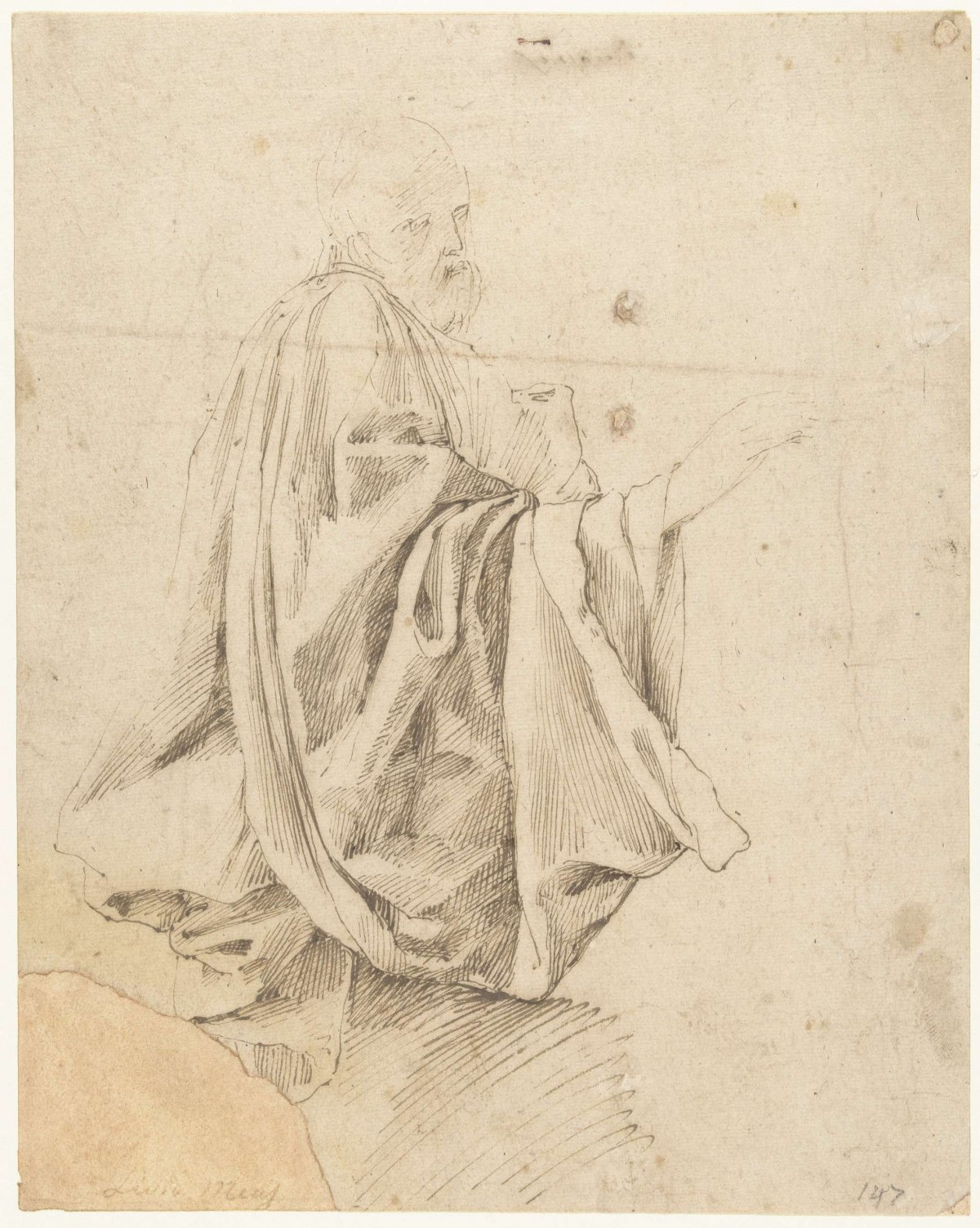 Study for a kneeling figure, Lieven Mehus, 1640 - 1691