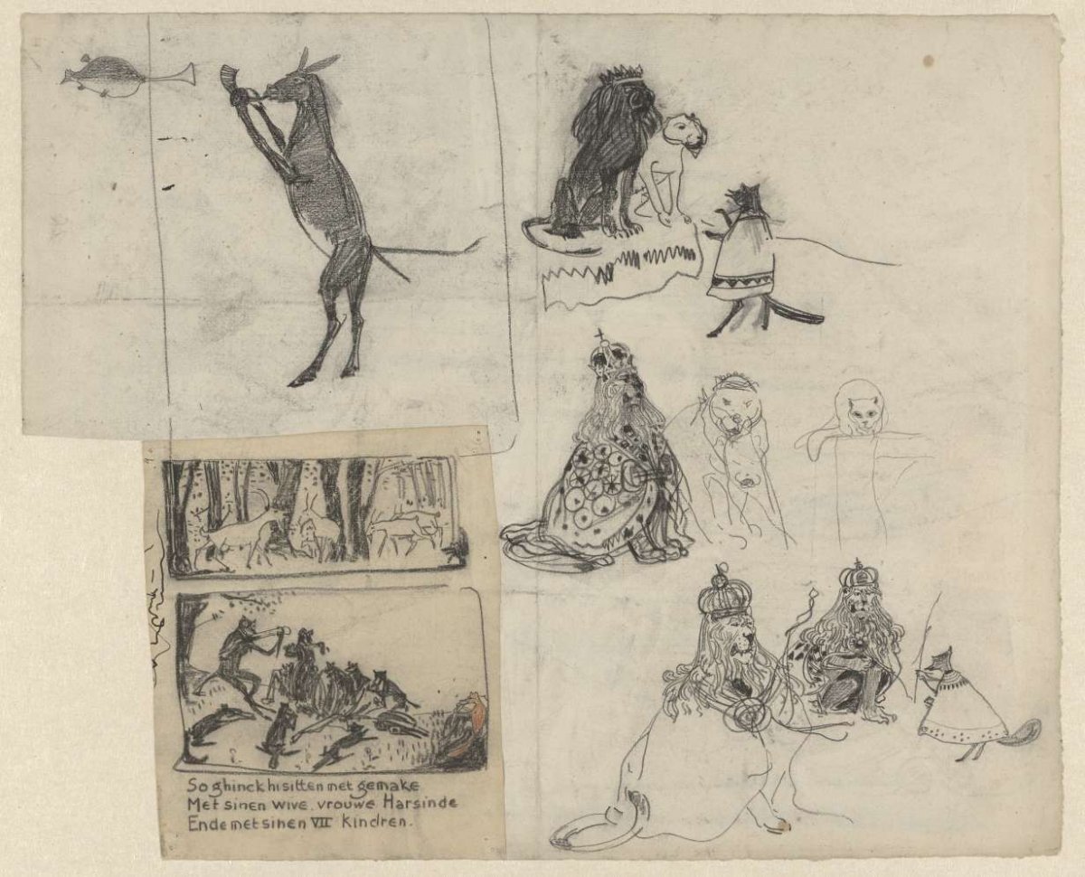Two illustrations for Vanden Vos Reinaerde, Gerrit Willem Dijsselhof, 1876 - 1924