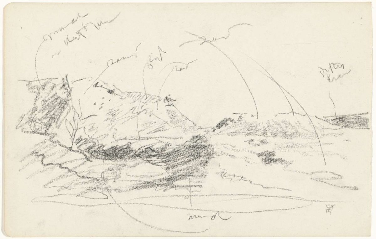 Dune landscape, with color notes, Gerrit Willem Dijsselhof, 1876 - 1924