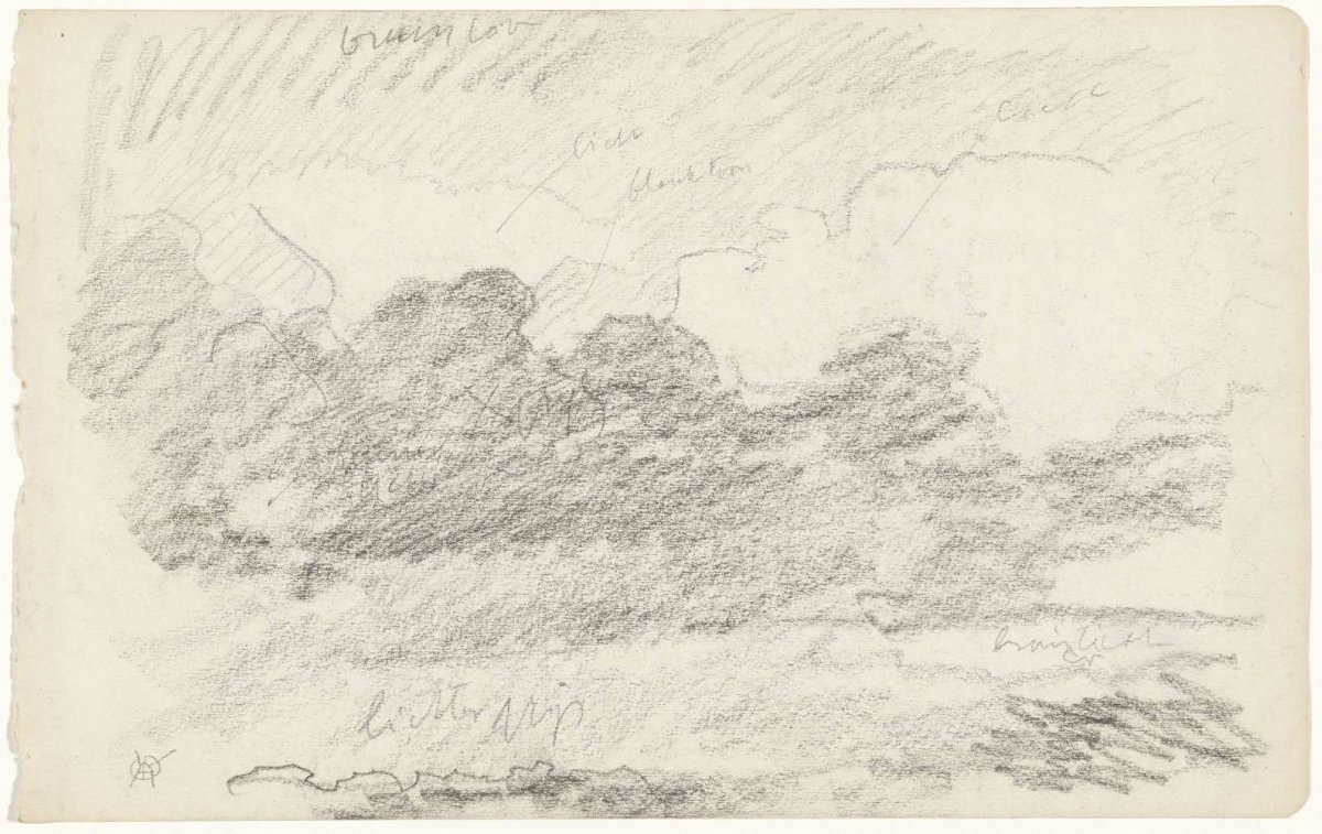 Cloudy sky, with color notes, Gerrit Willem Dijsselhof, 1876 - 1924