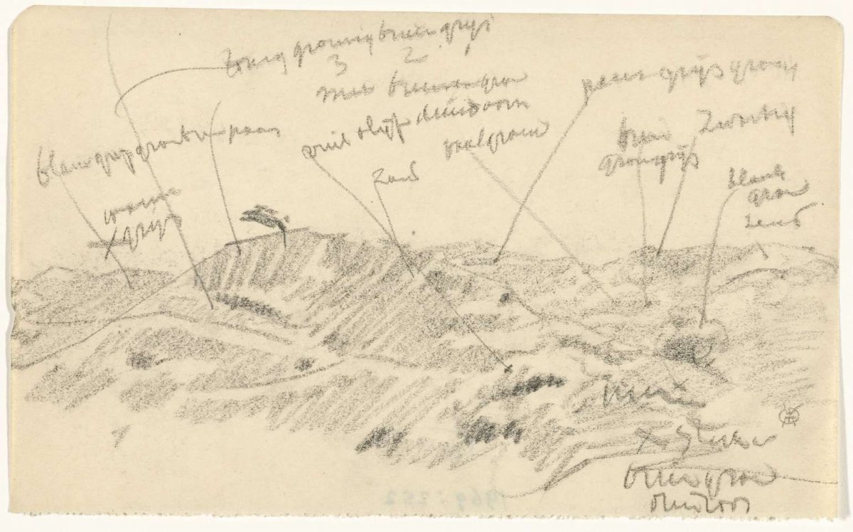 View in the dunes, with color notes, Gerrit Willem Dijsselhof, 1876 - 1924