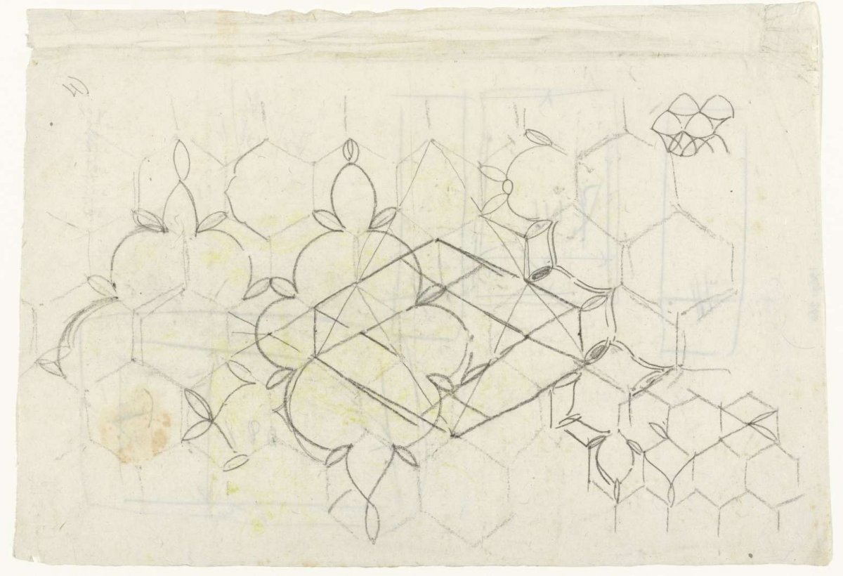 Designs for ornaments with pattern of hexagons, Gerrit Willem Dijsselhof, 1876 - 1924