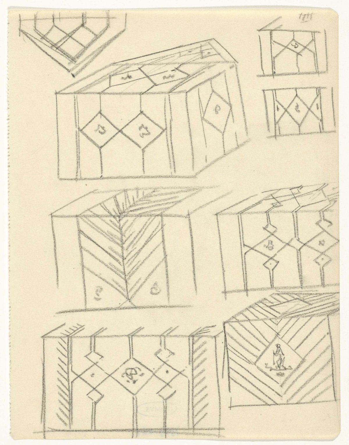 Ornament designs on blocks, Gerrit Willem Dijsselhof, 1876 - 1924