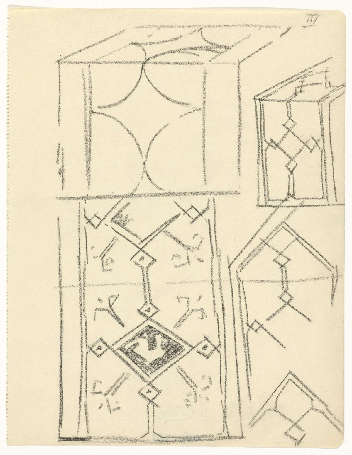 Ornament designs on blocks, Gerrit Willem Dijsselhof, 1876 - 1924