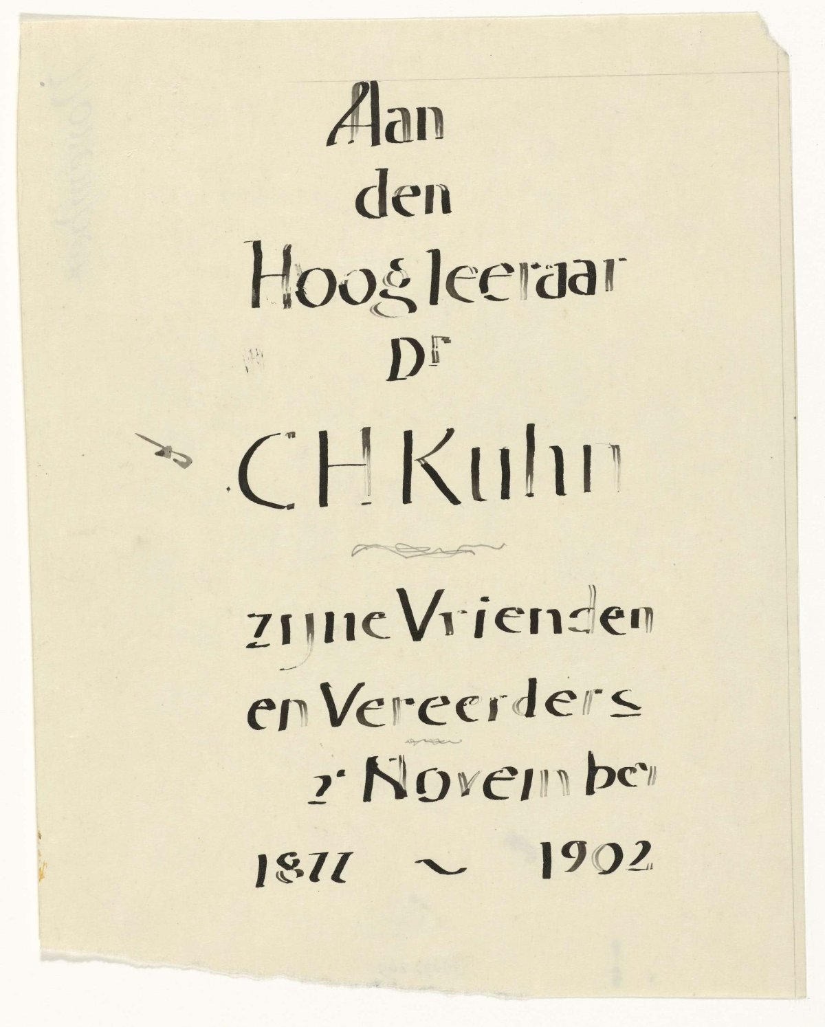 Text on the occasion of Prof. Dr. C.H. Kuhn's 25th anniversary., Gerrit Willem Dijsselhof, 1876 - 1924