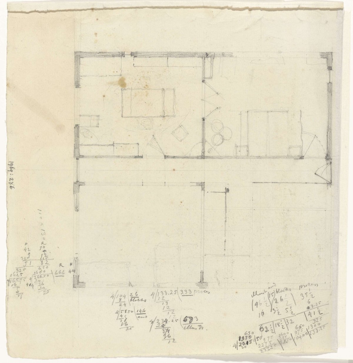 Plan of a house, Gerrit Willem Dijsselhof, 1876 - 1924