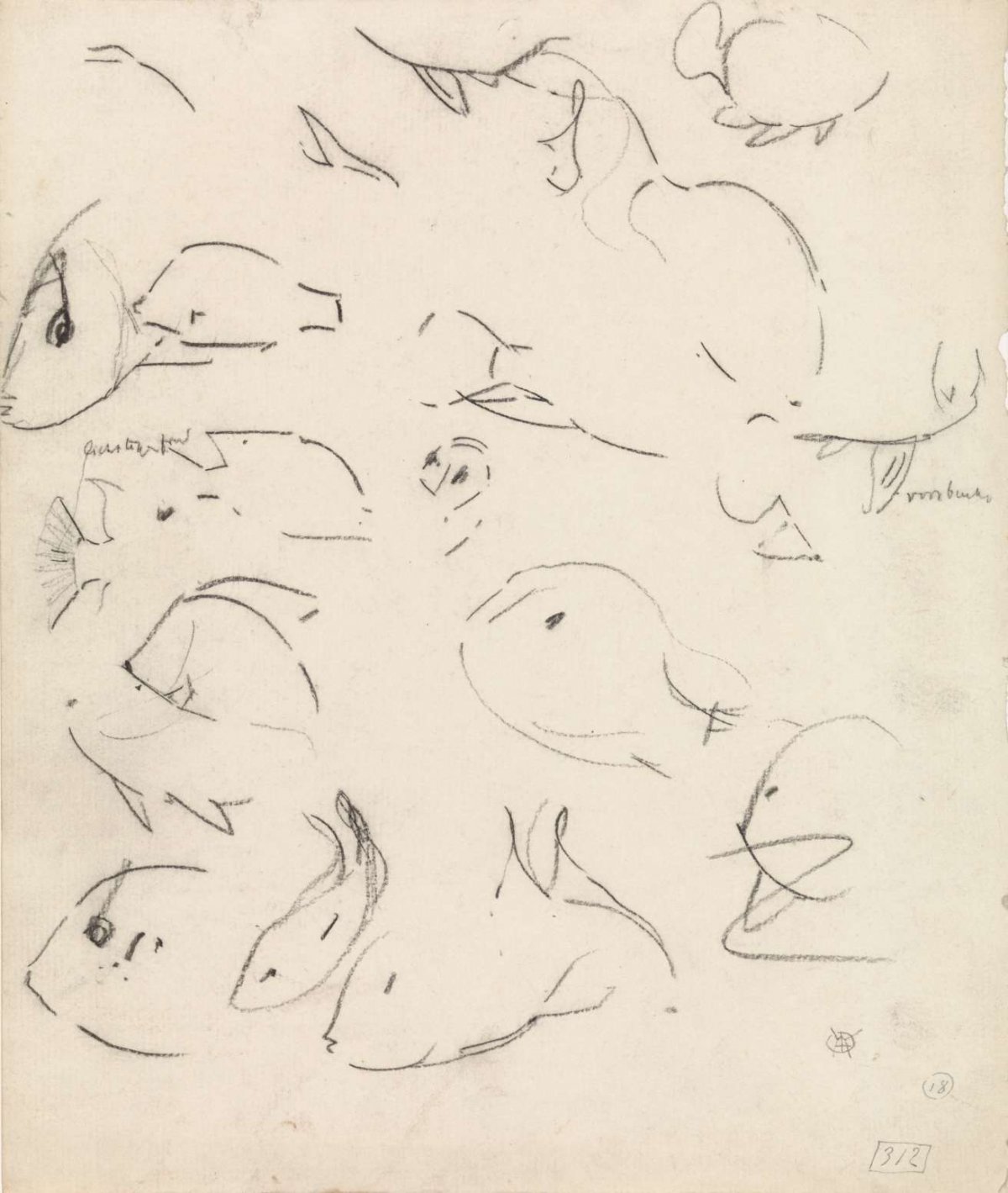Contour studies of fish, Gerrit Willem Dijsselhof, 1876 - 1924