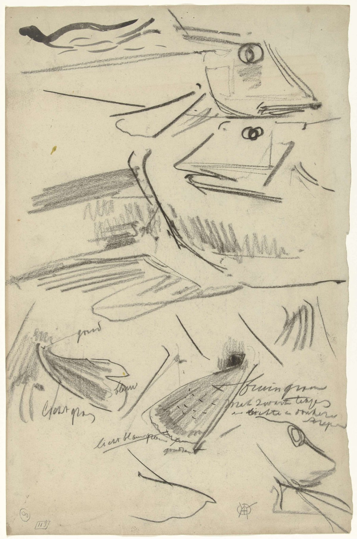 Detailed studies of a gurnard, Gerrit Willem Dijsselhof, 1876 - 1924