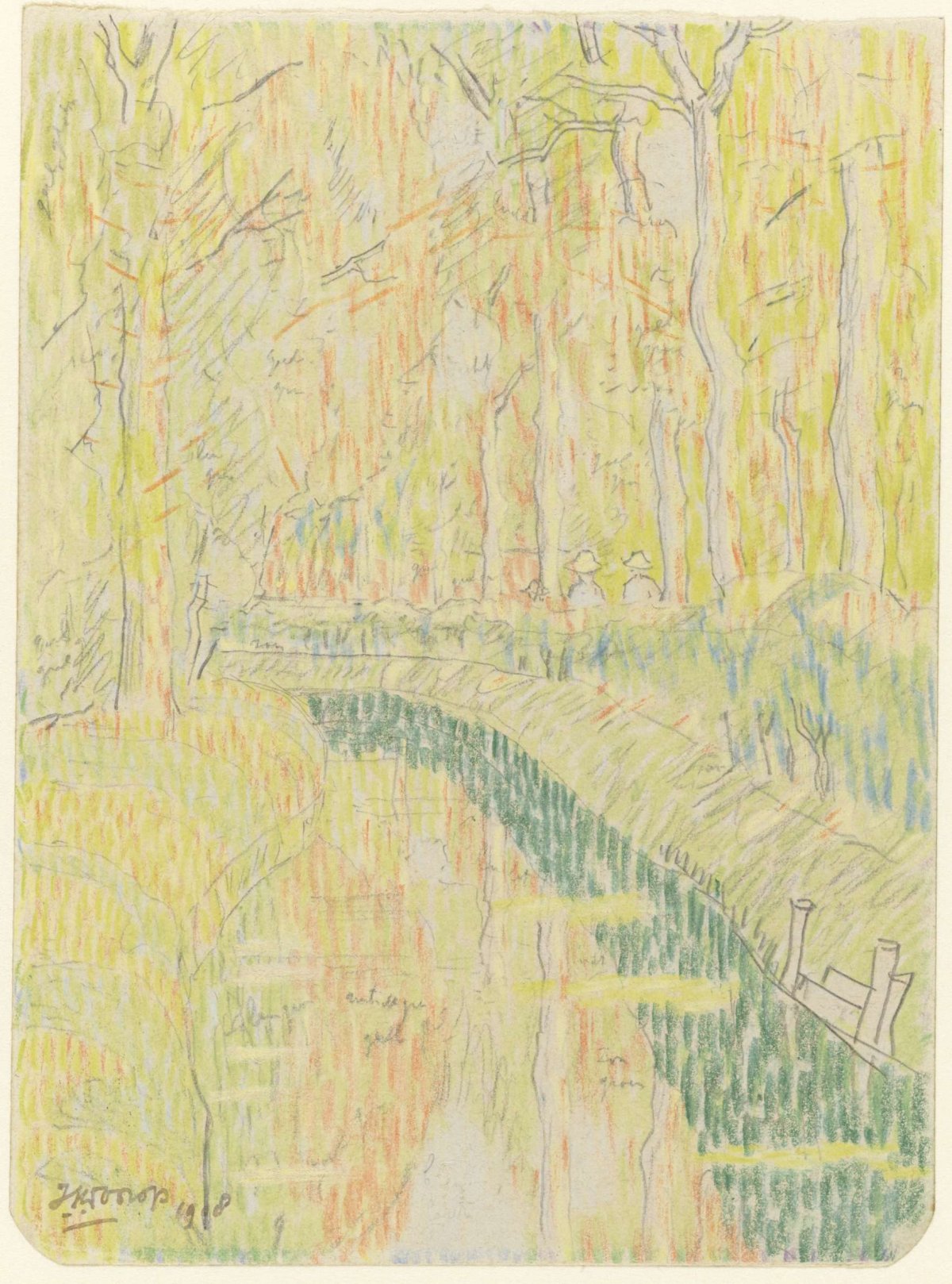 Vaart tussen bomen, Jan Toorop, 1908