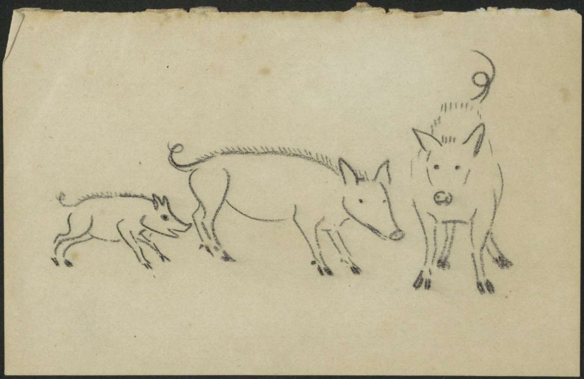 Three pigs, Gerrit Willem Dijsselhof, 1876 - 1924