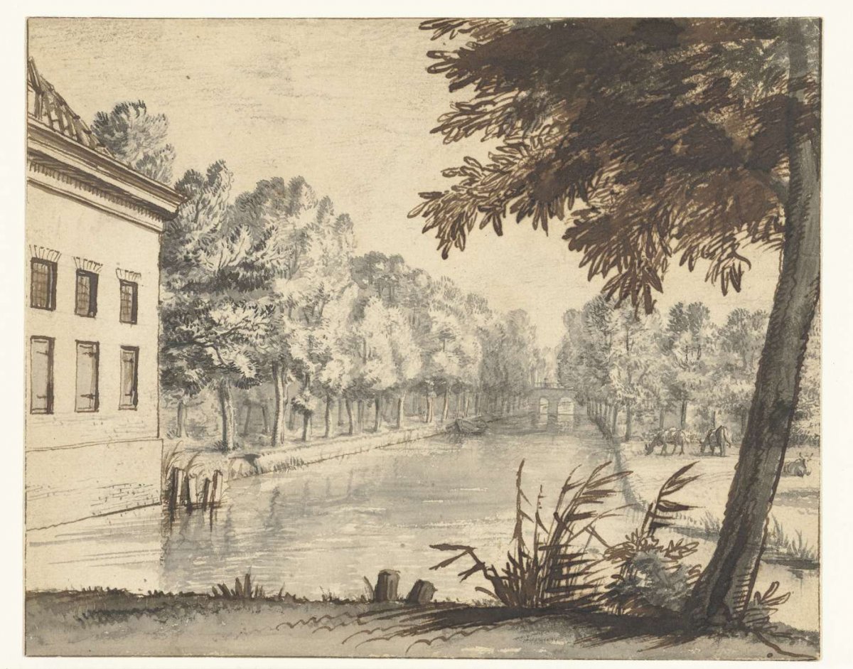 View over a Canal with an Estate, Abraham Rutgers, c. 1650 - c. 1699