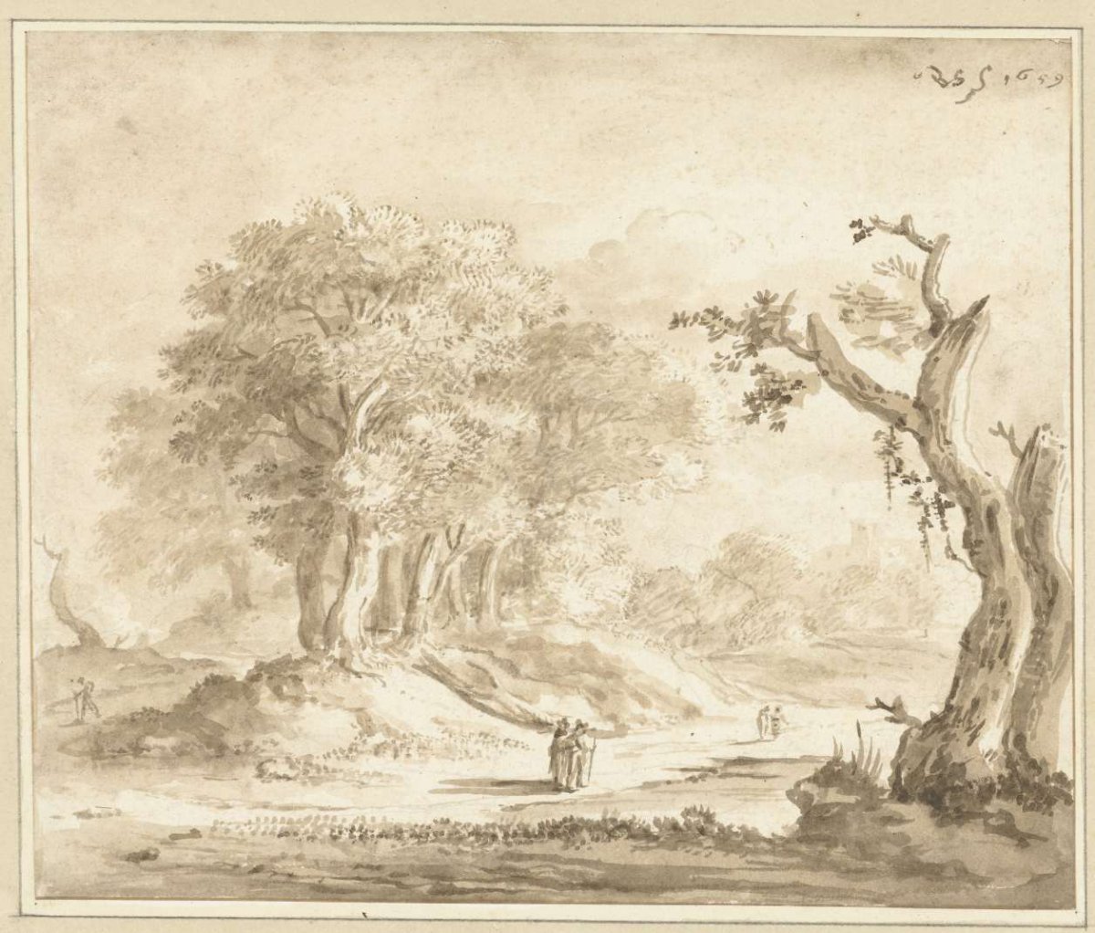 Hikers in a forest, Anthonie van Borssom, 1659