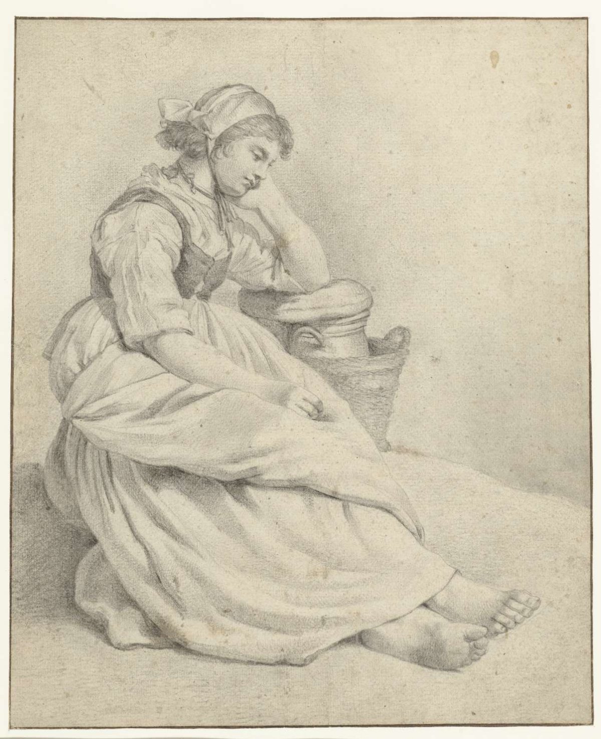 Study of a seated girl, Chrétien Dubois, 1775 - 1837