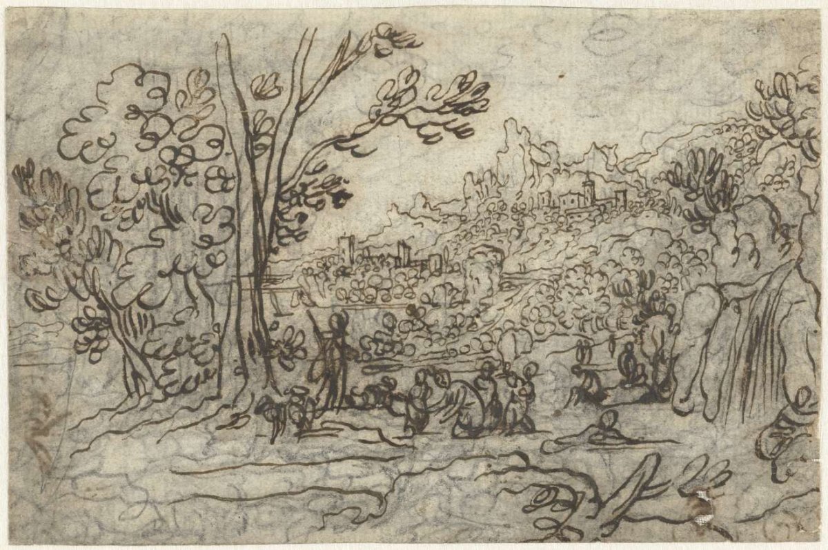 Landscape with Actaeon and Diana and her companions, Cigoli, 1569 - 1613
