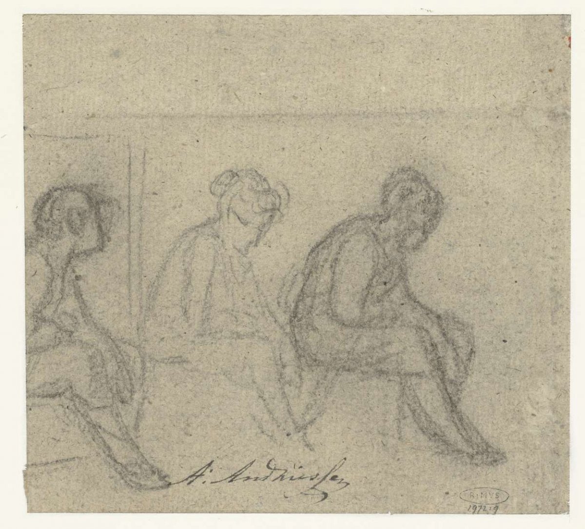 Three studies of a seated woman, Anthony Andriessen, 1756 - 1813