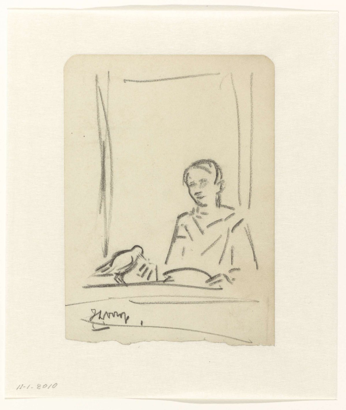 Girl with bird in window, Jan Toorop, 1868 - 1928