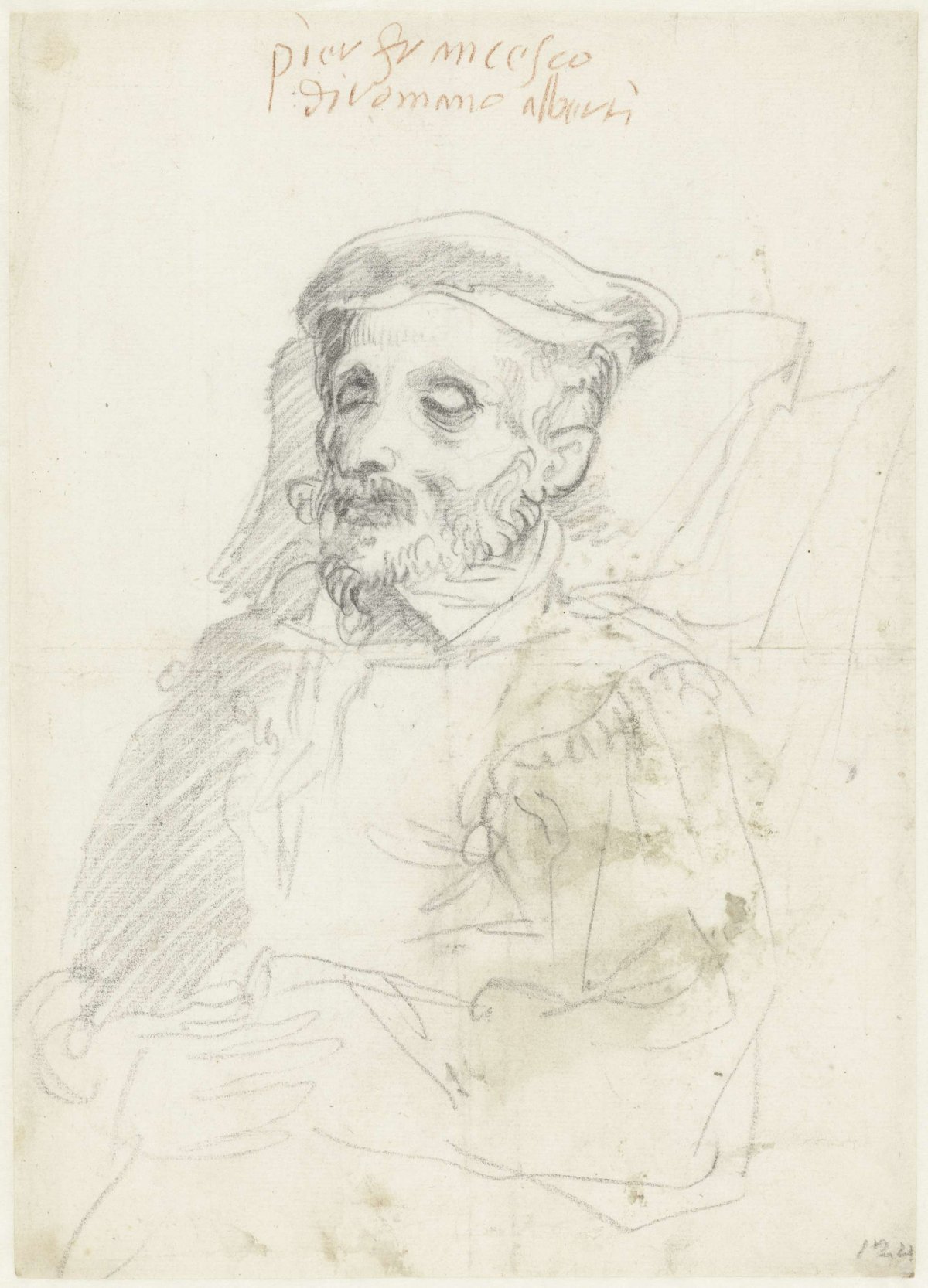 Portrait of an old man with eyes closed, Cherubino Alberti, 1580 - 1600