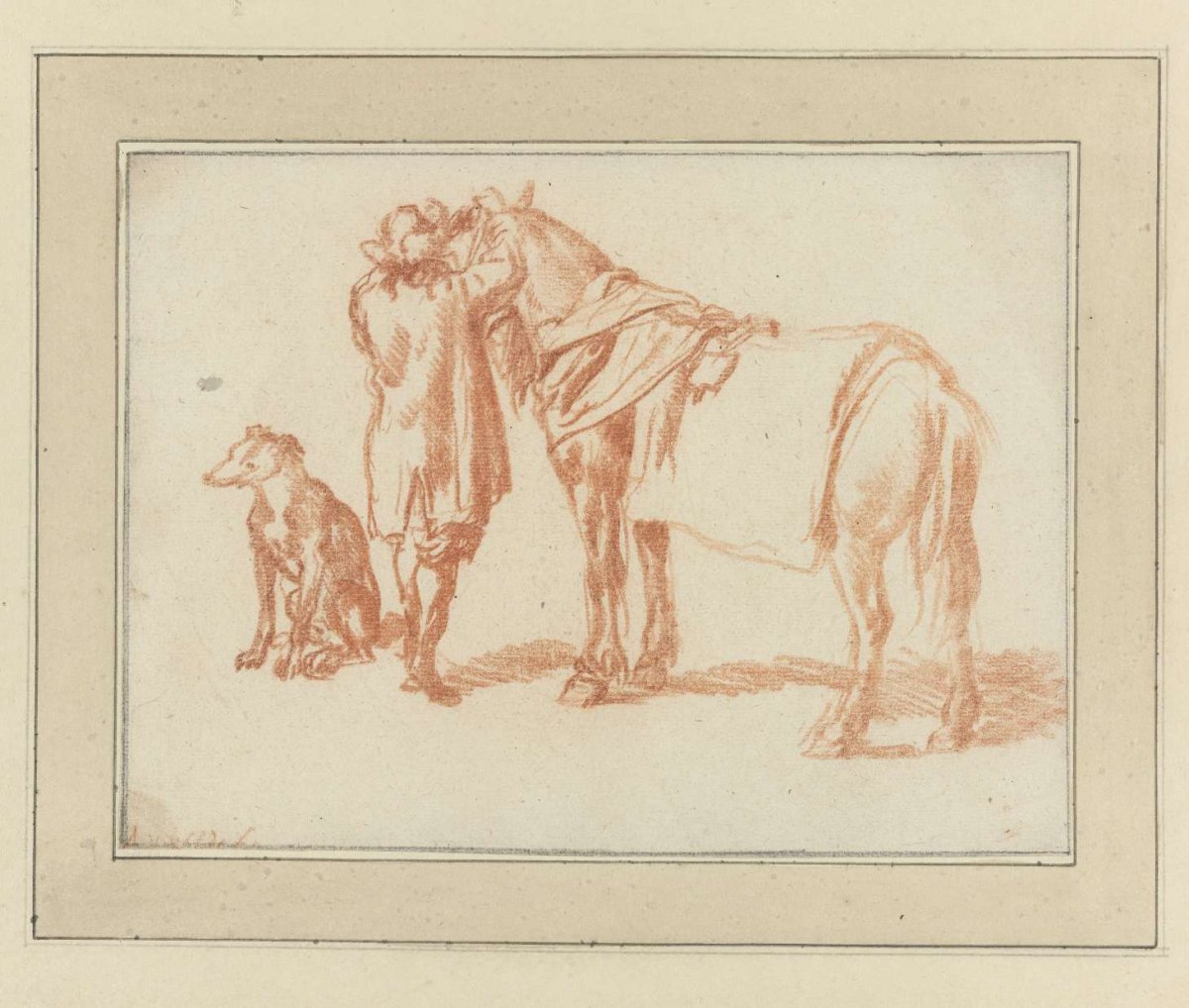 Rider next to a horse and a dog, Adriaen van de Velde, 1646 - 1672