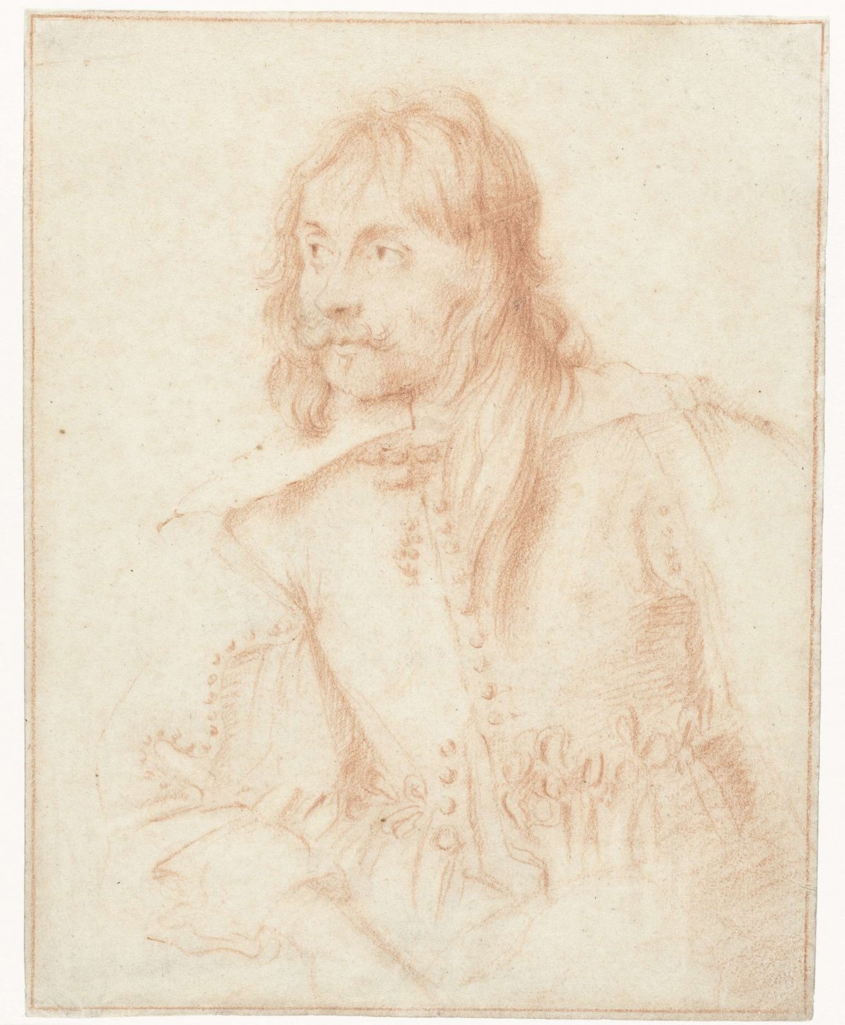 Portrait of a man, half-limbed, facing left, anonymous, 1600 - 1699