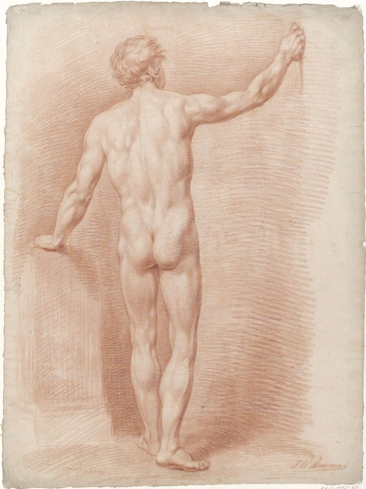 Standing male nude, viewed from the back, Jan Willem Pieneman, 1802