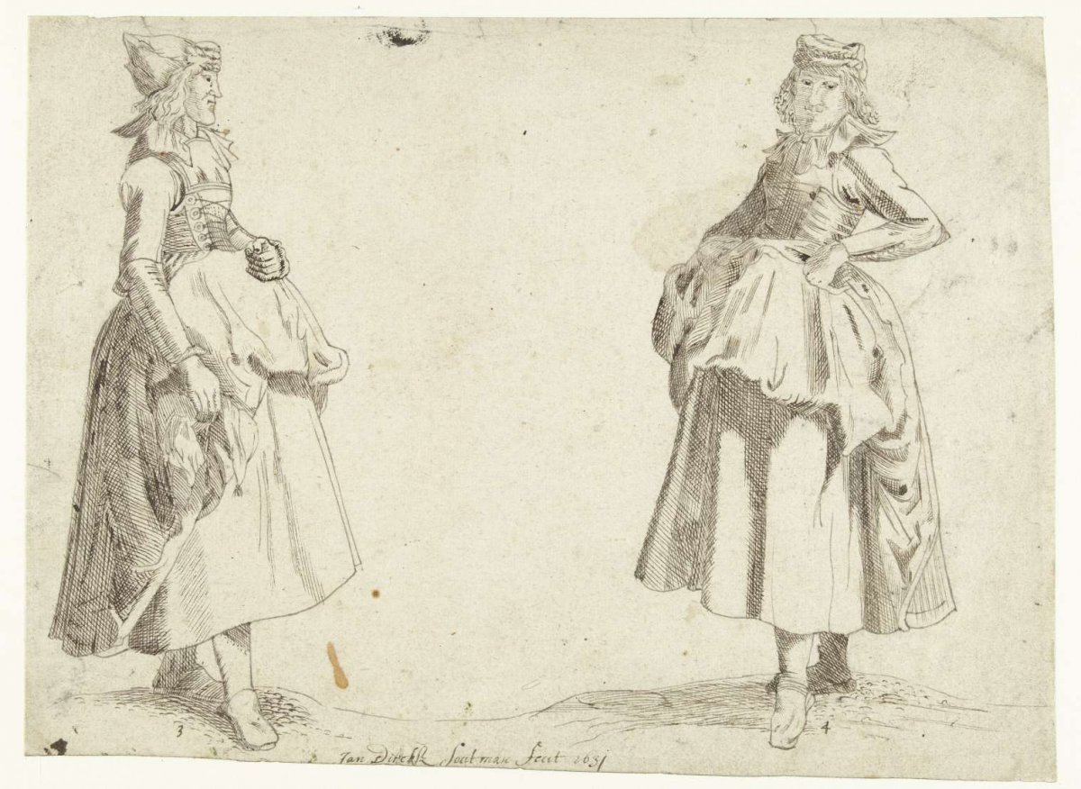 Two women in costume, Jan Dircksz. Soutman, 1631
