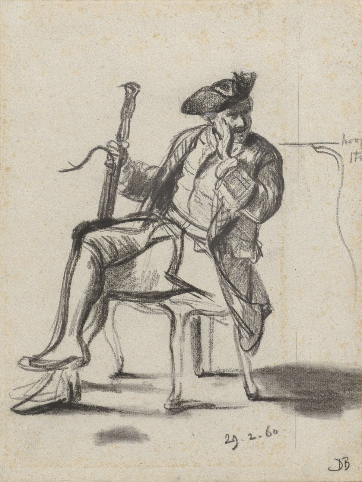 Seated man with bassoon, David Bles, 1860