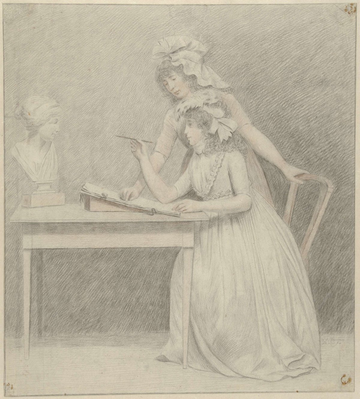 The drawing lesson, W.M. Obreen, 1700 - 1800