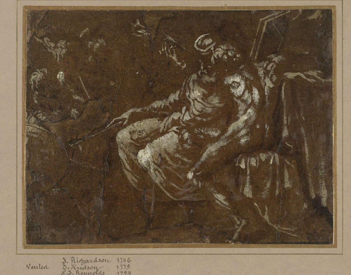 Group of philosophers around a globe (Abraham and Lot divide the world?), anonymous, 1530 - 1640