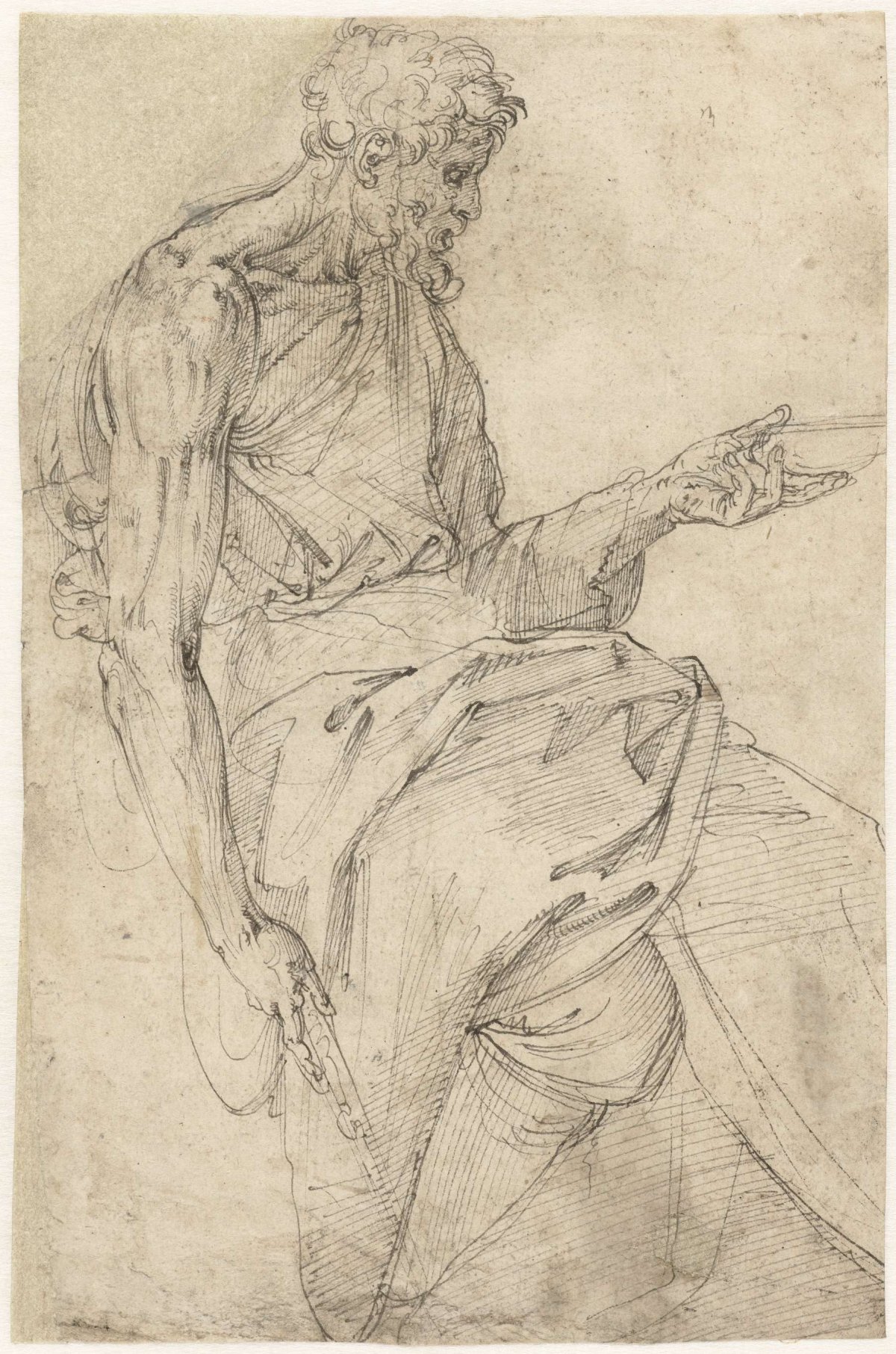 John the Baptist seated, Battista Franco, 1520 - 1561