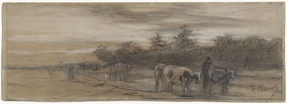 Cows at night, Anton Mauve, c. 1848 - c. 1888
