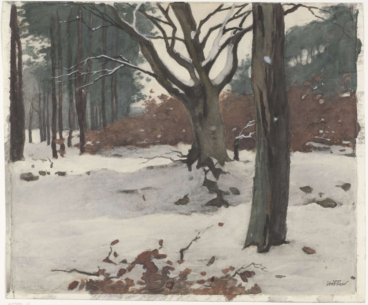 Trees in the snow, Willem Witsen, c. 1870 - c. 1923