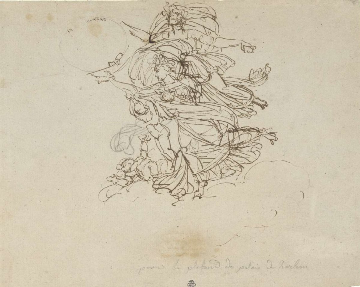 Design for figure group in the palace of King Louis Napoleon at Haarlem, Philippe Auguste Hennequin, 1806 - 1810