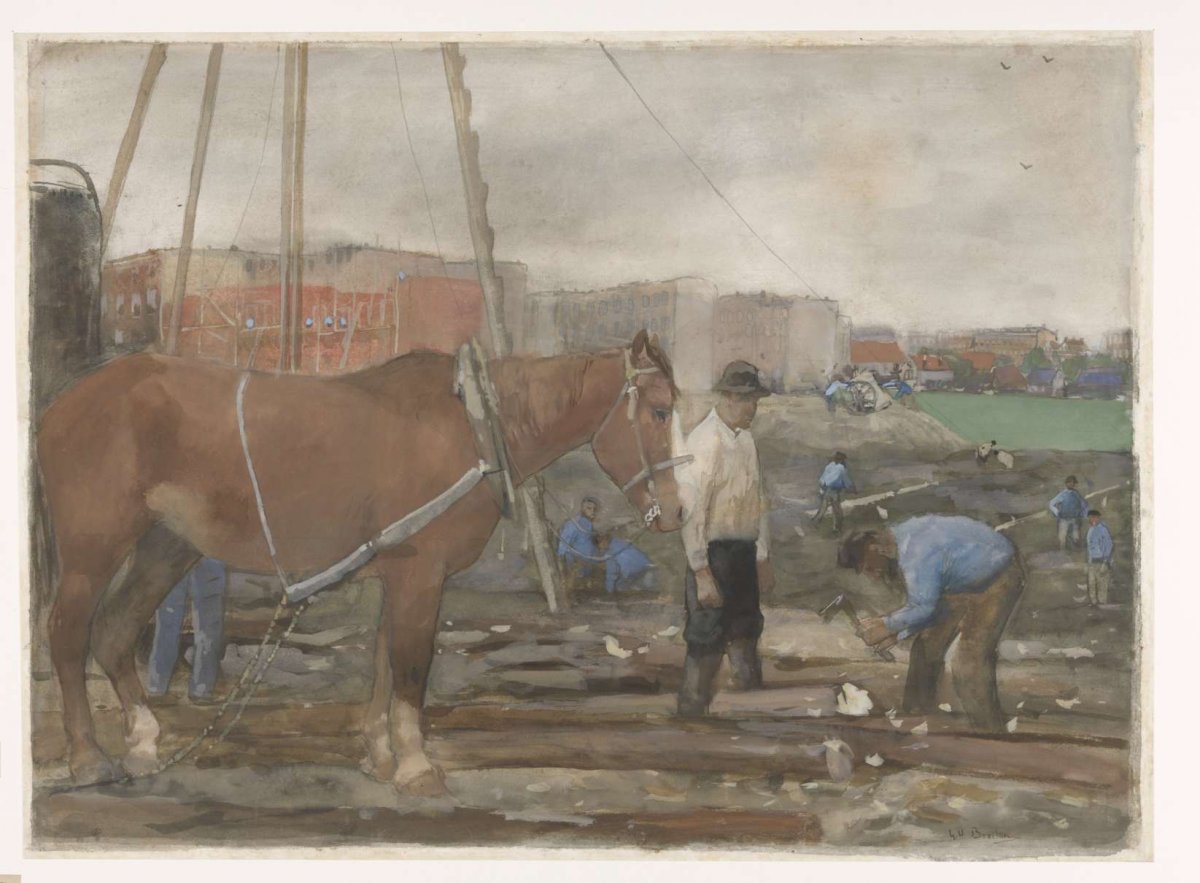 Bouwterrein Oud-West te Amsterdam, George Hendrik Breitner, 1900