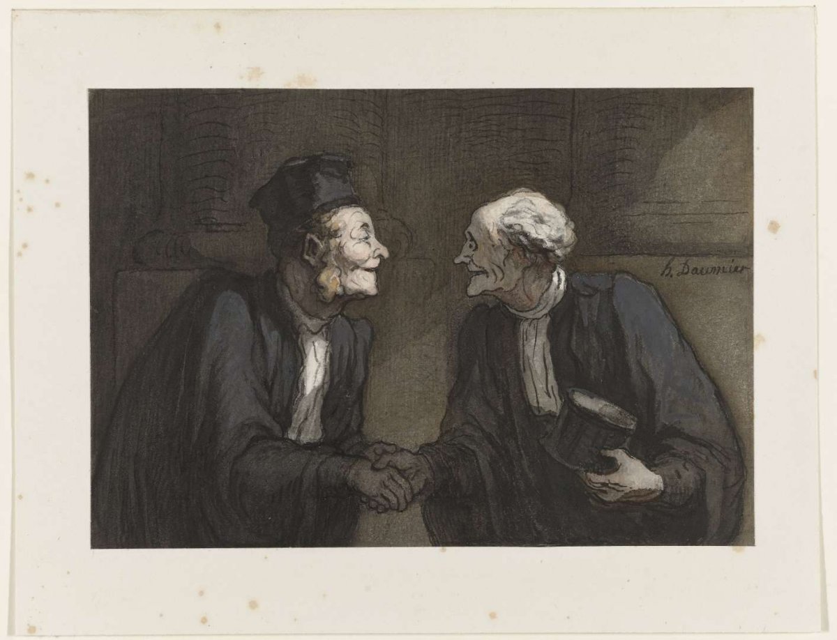 Two lawyers press each other's hands // Deux avocats: la poignée de main, Honoré Daumier, 1818 - 1879