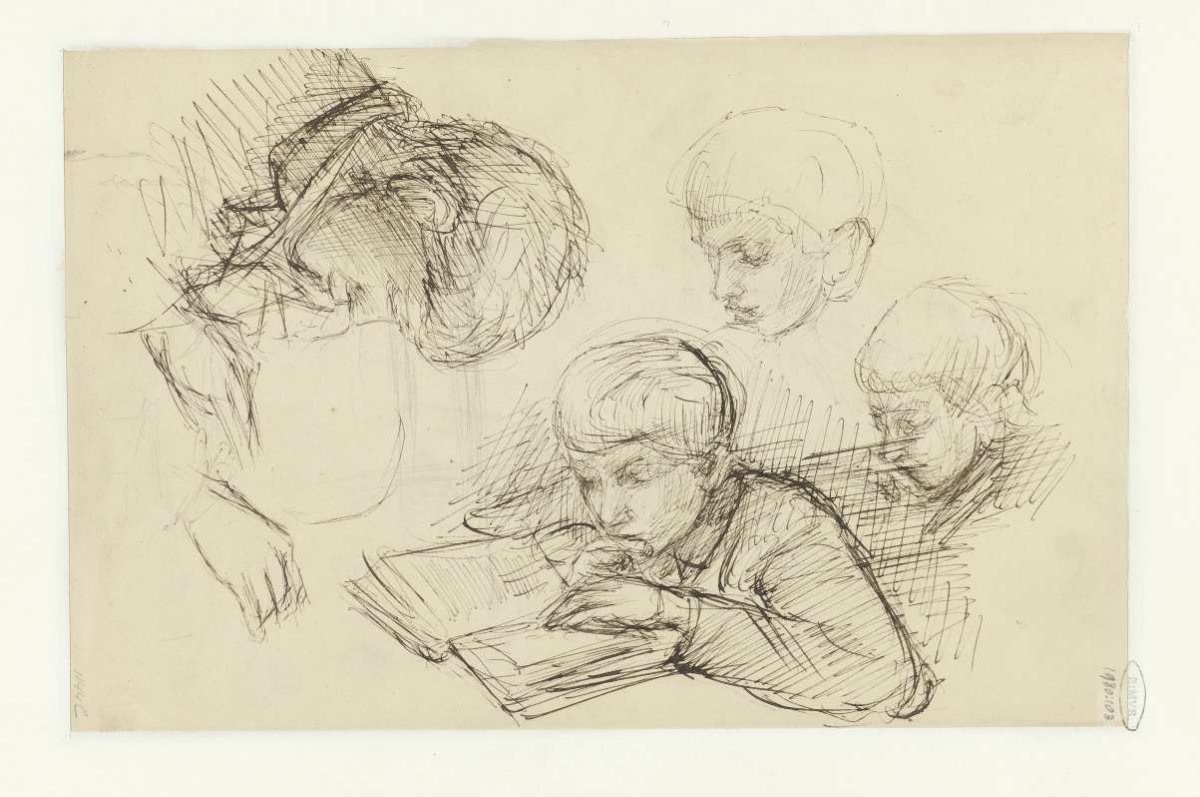 Four studies of a reading boy, Jozef Israëls, 1834 - 1911