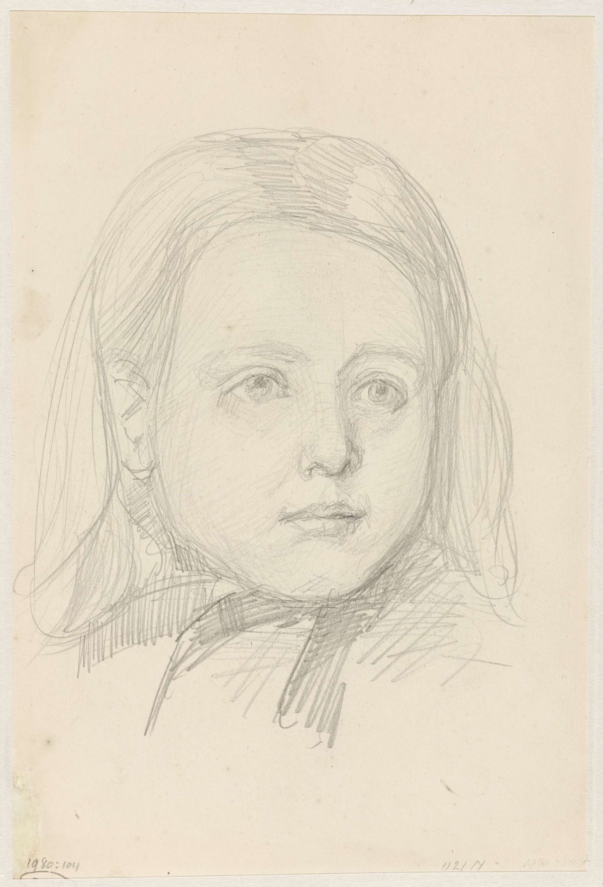 Girl's head, from the front, Jozef Israëls, 1834 - 1911