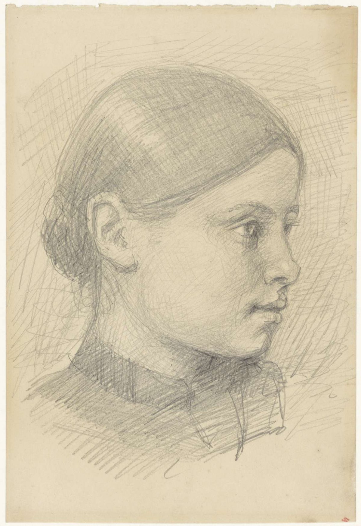 Head of a girl with tight hair, Jozef Israëls, 1834 - 1911