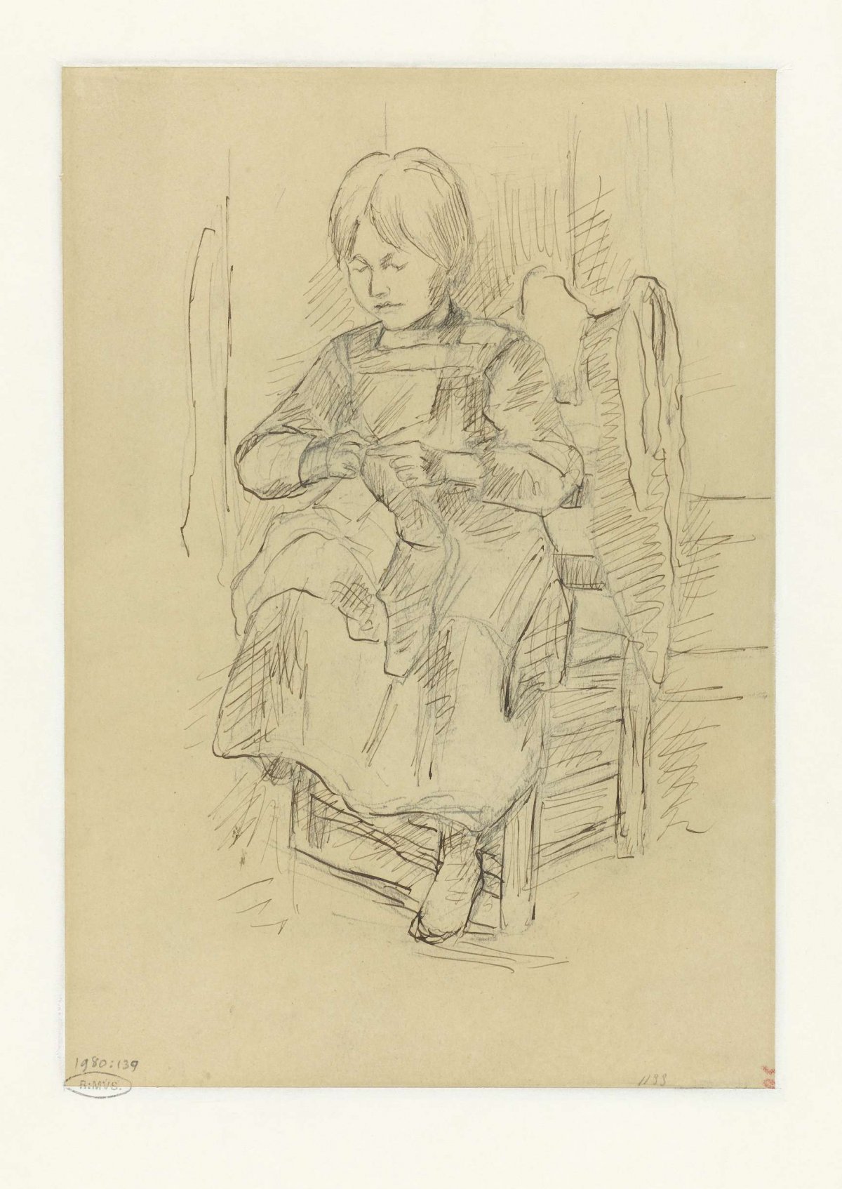 Knitting girl, Jozef Israëls, 1834 - 1911