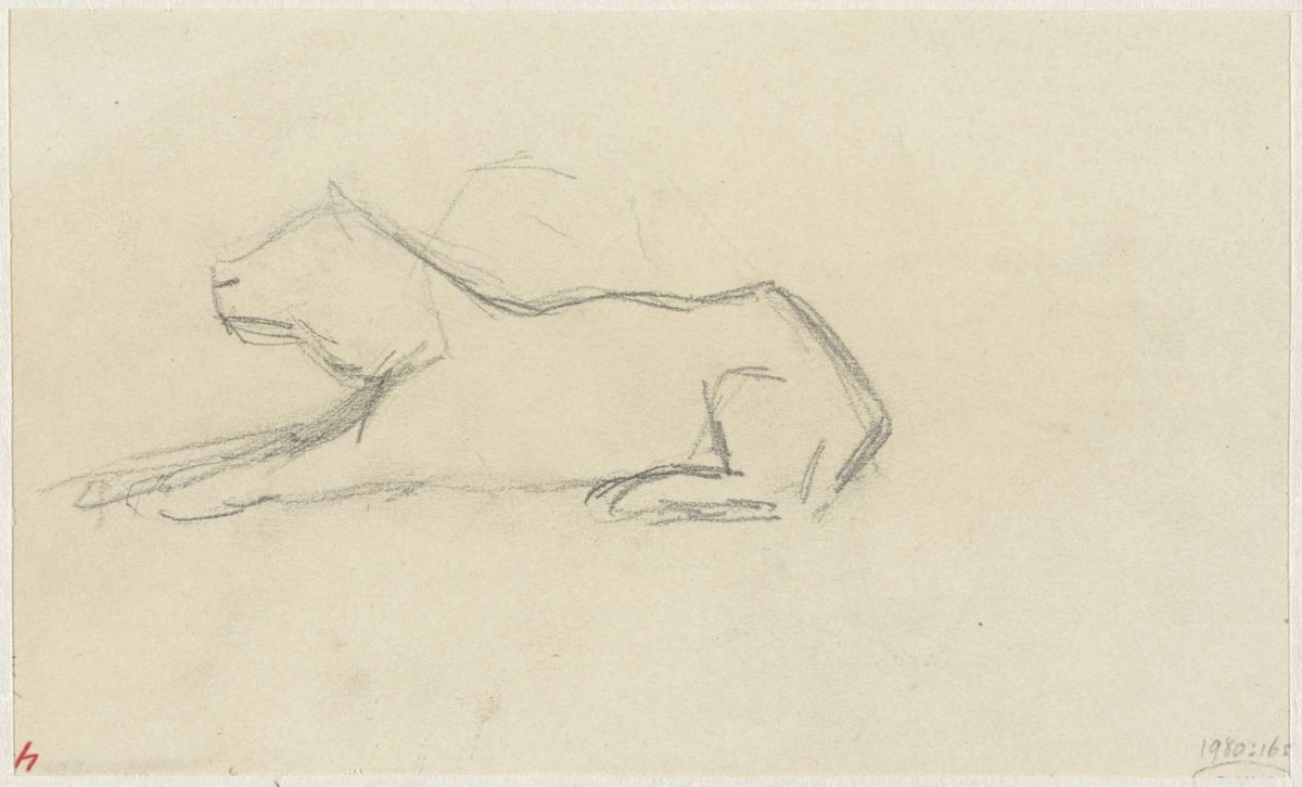 Sketch of a dog, from the side, Jozef Israëls, 1834 - 1911