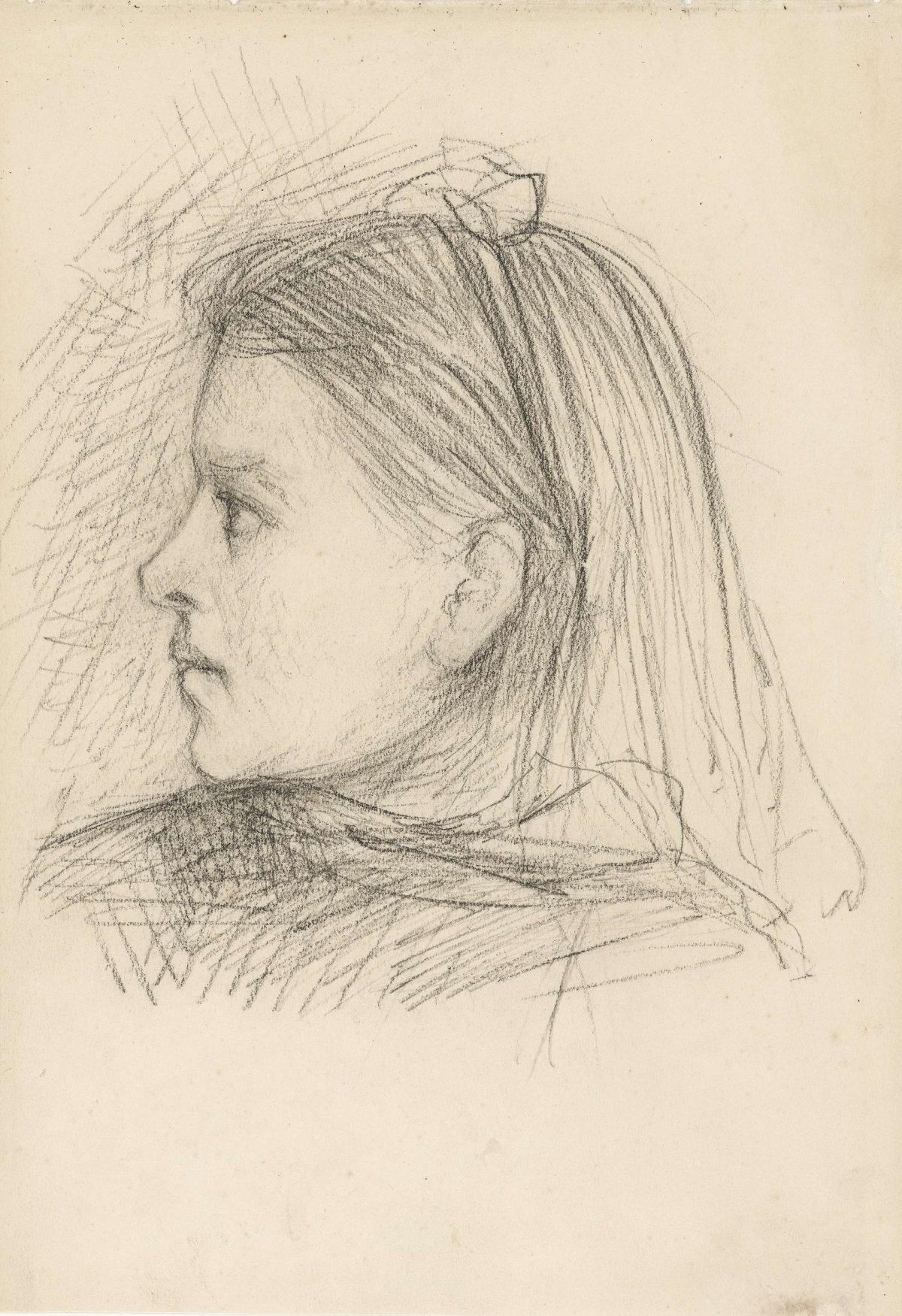 Girl's head, in profile to the left, Jozef Israëls, 1834 - 1911