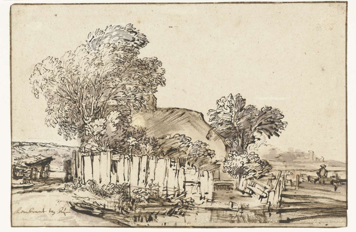 Cottage with White Paling among Trees, Rembrandt van Rijn, c. 1648
