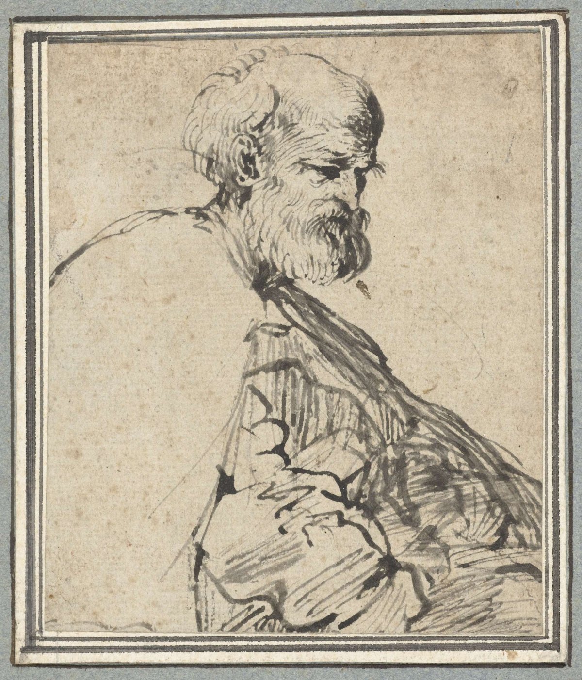 Old man in a wide cloak, half-skinned, Titiaan, c. 1500 - c. 1599