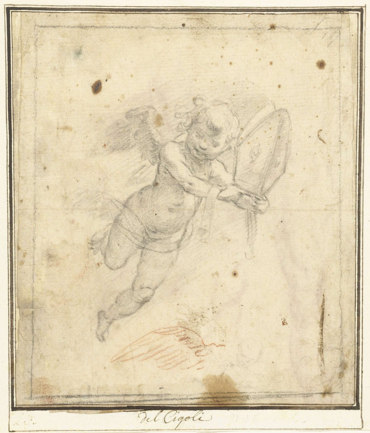 Floating angel and a wing, Bernardino Poccetti, 1558 - 1612