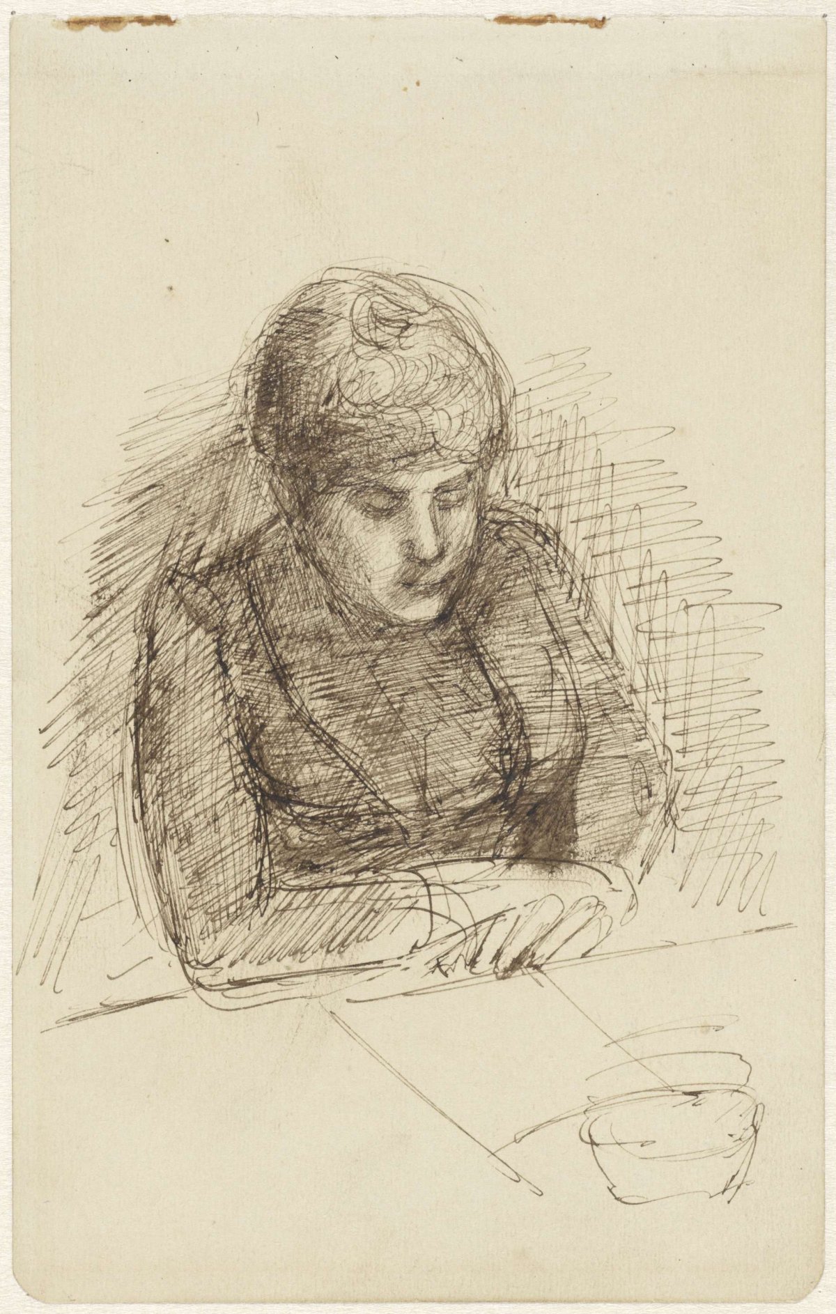Woman at a table, Jozef Israëls, 1834 - 1911
